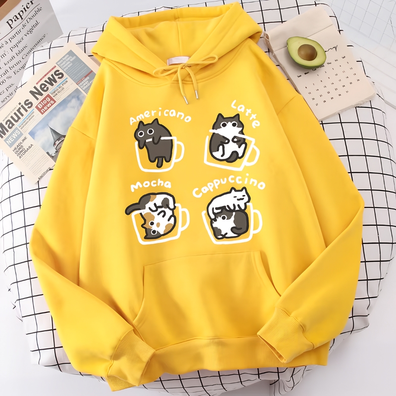 mens hoodie, cat print hoodie