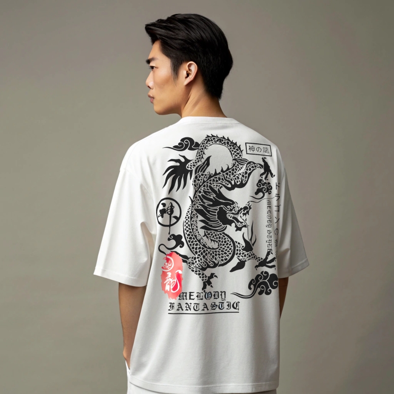 oversized t shirt, loose t shirt, dragon t shirt