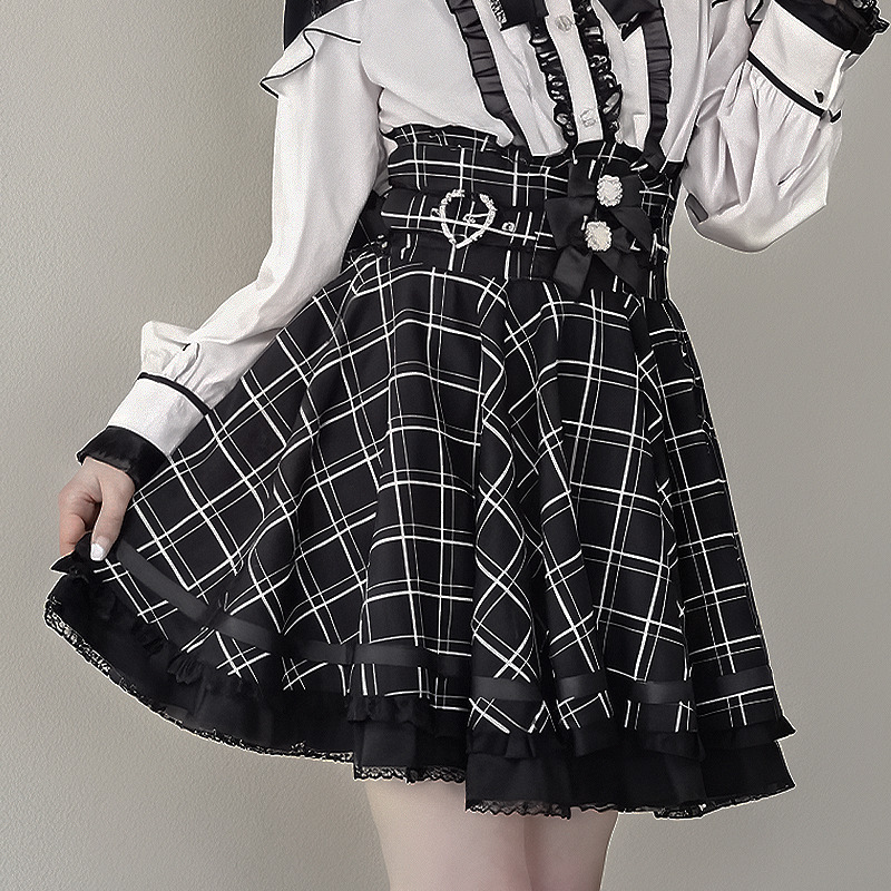 high waist skirt, bow skirt, japanese skirt
