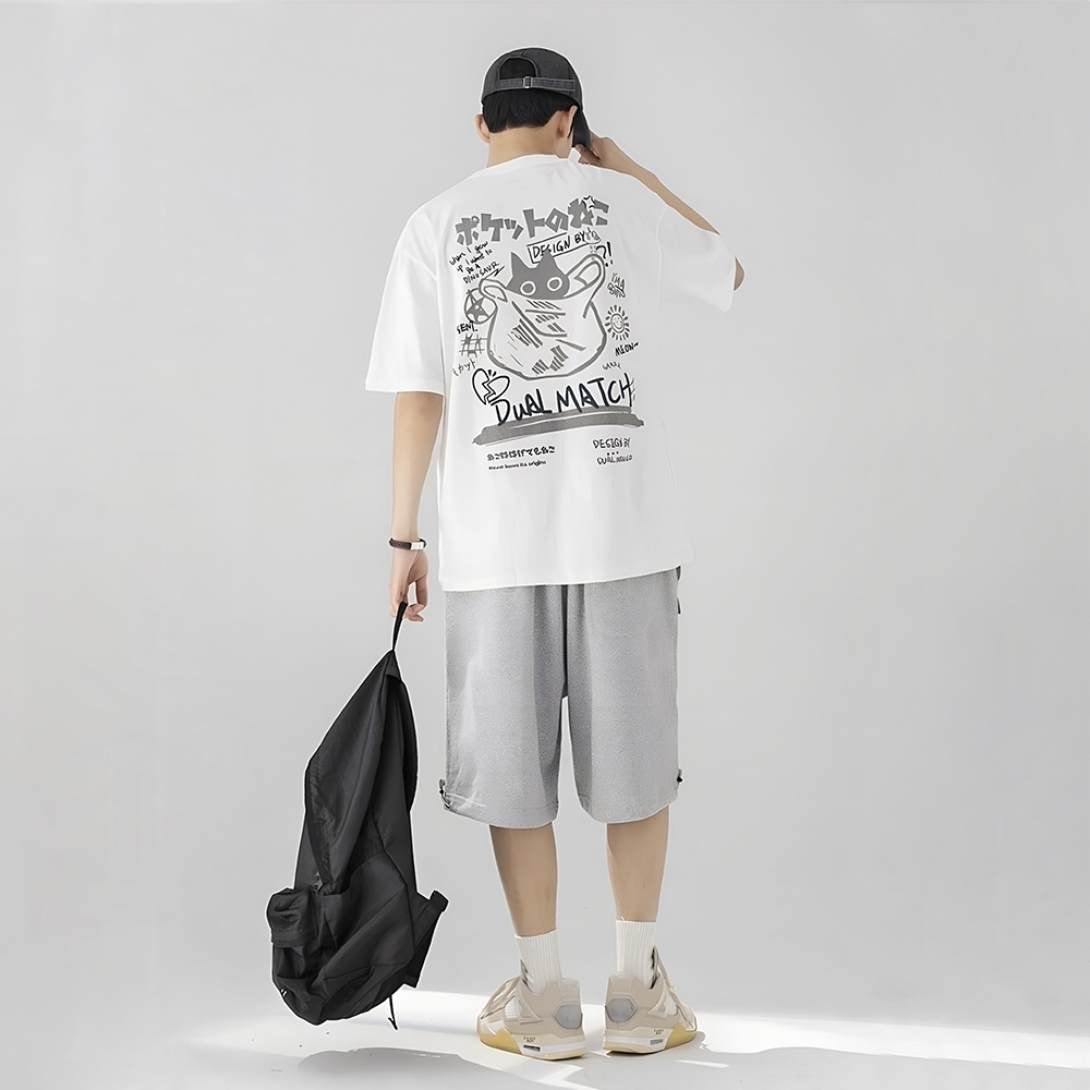 oversized t shirt, retro t shirt, cat printed t shirt